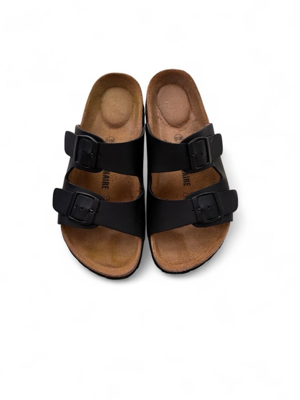 Cushionaire Black Double-Strap Slide Sandals. Women’s size 6.5